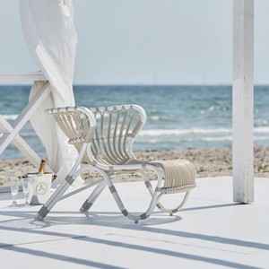 Casa Padrino Luxus Garten Lounge Sessel Weiß / Grau 79 x 92 x H. 68 cm - Wetterbeständiger Garten & Terrassen Sessel - Garten & Terrassen Möbel - Luxus Qualität