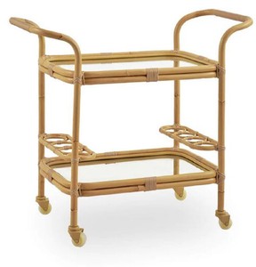 Casa Padrino Chariot de Service d'Extérieur de Luxe Naturel 89 x 45 x H. 82 cm - Chariot de Jardin et de Terrasse Résistant aux Intempéries - Accessoires de Jardin et de Terrasse - Qualité de Luxe