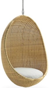 Luxus Outdoor Garten Terrassen Hängesessel Naturfarben Hellgrau Luxury Outdoor Garden Patio Hanging Chair Natural Light Gray