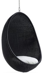 Luxus Outdoor Garten Terrassen Hängesessel Matt Schwart Hellgrau Luxury Outdoor Garden Patio Hanging Chair Matt Black Light Gray