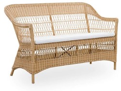 Casa Padrino canapé de jardin de luxe avec coussin d'assise naturel / blanc 134 x 66 x H. 86 cm - Canapé de jardin et terrasse résistant aux intempéries - Meubles de Jardin et Terrasse