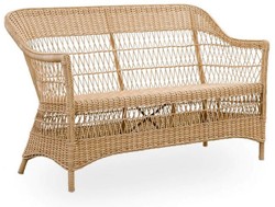 Casa Padrino canapé de jardin de luxe avec coussin d'assise naturel / blanc 134 x 66 x H. 86 cm - Canapé de jardin et terrasse résistant aux intempéries - Meubles de Jardin et Terrasse