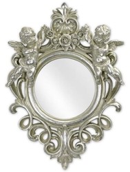 Casa Padrino miroir baroque argent 35,8 x H. 51 cm - Miroir mural de style antique avec figures d'anges décoratives - Miroir de salon - Miroir d'armoire - Meuble baroque
