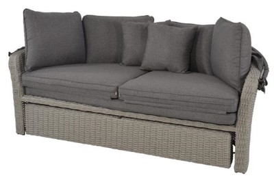 Casa Padrino Luxus Liegeinsel Dunkelgrau / Grau 200 x 182 x H. 161 cm - Wetterbeständiges Lounge Sofa mit Sonnendach - Moderne Garten Terrassen Hotel Möbel