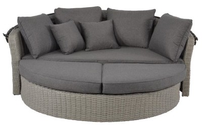 Casa Padrino Luxus Liegeinsel Dunkelgrau / Grau 200 x 182 x H. 161 cm - Wetterbeständiges Lounge Sofa mit Sonnendach - Moderne Garten Terrassen Hotel Möbel