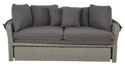 Casa Padrino Luxus Liegeinsel Dunkelgrau / Grau 200 x 182 x H. 161 cm - Wetterbeständiges Lounge Sofa mit Sonnendach - Moderne Garten Terrassen Hotel Möbel