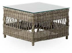 Casa Padrino tavolo da giardino di lusso grigio antico 60 x 60 x A. 42 cm - Tavolino da giardino e patio resistente alle intemperie con piano in vetro - Mobili da giardino e patio moderni