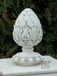 Casa Padrino pomme de pin décorative Art Nouveau avec socle gris Ø 17 x H. 28 cm - Pomme de pin rond décorative en pierre - Accessoires de Décoration de Jardin Baroque & Art Nouveau