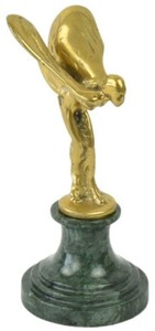 Casa Padrino sculpture poids des papiers de luxe femme aux ailes or / vert 7 x 8 x H. 16 cm - Elégante figure en bronze avec socle en marbre - Accessoires de décoration de bureau de luxe