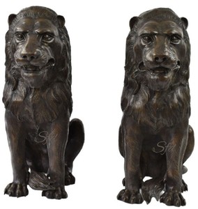 Casa Padrino sculptures de décoration en bronze de luxe lions 28 x 58 x H. 75 cm - Figurines de décoration en bronze - Accessoires de Décoration d'Hôtel & Restaurant de Luxe