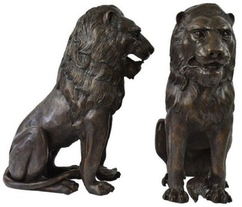 Casa Padrino Luxus Bronze Deko Skulpturen Löwen Bronzefarben 28 x 58 x H. 75 cm - Bronze Deko Figuren - Luxus Hotel & Restaurant Deko Accessoires