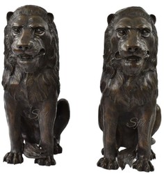 Casa Padrino sculptures de décoration en bronze de luxe lions 28 x 58 x H. 75 cm - Figurines de décoration en bronze - Accessoires de Décoration d'Hôtel & Restaurant de Luxe