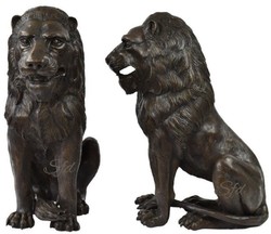 Casa Padrino sculptures de décoration en bronze de luxe lions 28 x 58 x H. 75 cm - Figurines de décoration en bronze - Accessoires de Décoration d'Hôtel & Restaurant de Luxe