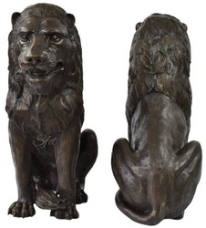 Casa Padrino sculptures de décoration en bronze de luxe lions 28 x 58 x H. 75 cm - Figurines de décoration en bronze - Accessoires de Décoration d'Hôtel & Restaurant de Luxe