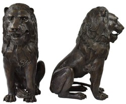Casa Padrino sculptures de décoration en bronze de luxe lions 28 x 58 x H. 75 cm - Figurines de décoration en bronze - Accessoires de Décoration d'Hôtel & Restaurant de Luxe