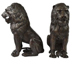 Casa Padrino sculptures de décoration en bronze de luxe lions 28 x 58 x H. 75 cm - Figurines de décoration en bronze - Accessoires de Décoration d'Hôtel & Restaurant de Luxe