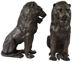 Casa Padrino sculptures de décoration en bronze de luxe lions 28 x 58 x H. 75 cm - Figurines de décoration en bronze - Accessoires de Décoration d'Hôtel & Restaurant de Luxe