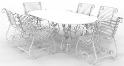 Jugendstil Schmiedeeisen Garten Terrassen Möbel Set Weiß Art Nouveau Wrought Iron Garden Patio Furniture Set White