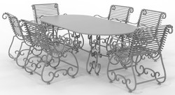 Jugendstil Schmiedeeisen Garten Terrassen Möbel Set Grau Art Nouveau Wrought Iron Garden Patio Furniture Set Gray
