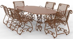 Casa Padrino Art Nouveau Wrought Iron Garden Furniture Set - Various Colors - 1 Oval Garden Table & 6 Garden Chairs with Armrests - Art Nouveau Wrought Iron Garden & Patio Furniture