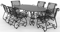Jugendstil Schmiedeeisen Garten Terrassen Möbel Set Schwarz Art Nouveau Wrought Iron Garden Patio Furniture Set Black