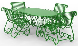 Jugendstil Schmiedeeisen Garten Terrassen Möbel Set Grün Art Nouveau Wrought Iron Garden Patio Furniture Set Green