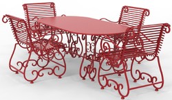 Jugendstil Schmiedeeisen Garten Terrassen Möbel Set Rot Art Nouveau Wrought Iron Garden Patio Furniture Set Red