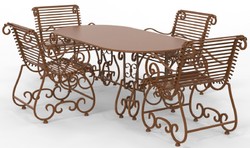 Casa Padrino Art Nouveau Wrought Iron Garden Furniture Set - Various Colors - 1 Oval Garden Table & 4 Garden Chairs with Armrests - Art Nouveau Wrought Iron Garden & Patio Furniture