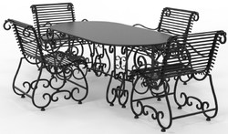 Jugendstil Schmiedeeisen Garten Terrassen Möbel Set Schwarz Art Nouveau Wrought Iron Garden Patio Furniture Set Black