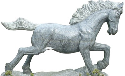 Casa Padrino scultura in pietra decorativa di lusso cavallo grigio 95 cm - Figura in pietra moderna - Figura decorativa - Figura animale - Accessori decorativi - Collezione di Lusso