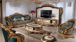 Casa Padrino armadio TV barocco di lusso bianco / marrone / oro - Magnifica credenza da soggiorno con parete posteriore - Mobili da soggiorno barocchi - Nobile e Magnifico
