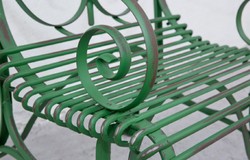 Casa Padrino Art Nouveau garden chair antique green 64 x 66 x H. 114 cm - Handmade wrought iron chair with armrests - Nostalgic garden furniture