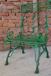 Casa Padrino Art Nouveau garden chair antique green 64 x 66 x H. 114 cm - Handmade wrought iron chair with armrests - Nostalgic garden furniture