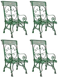 Casa Padrino Art Nouveau garden chair set of 4 antique green 64 x 66 x H. 114 cm - Handmade wrought iron chairs with armrests - Nostalgic garden & patio furniture