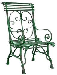 Casa Padrino Art Nouveau garden chair set of 4 antique green 64 x 66 x H. 114 cm - Handmade wrought iron chairs with armrests - Nostalgic garden & patio furniture