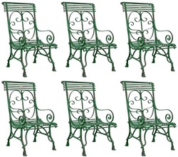 Casa Padrino Art Nouveau garden chair set of 6 antique green 64 x 66 x H. 114 cm - Handmade wrought iron chairs with armrests - Nostalgic garden & patio furniture