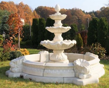 Barock Garten Terrassen Brunnen Springbrunnen Weiß Baroque Garden Terrace Fountain Fountain White