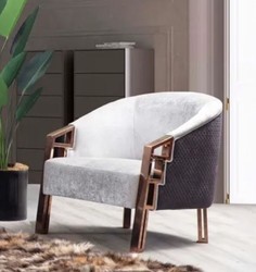 Casa Padrino poltrona di lusso argento / viola / rame 80 x 80 x A. 90 cm - Poltrona soggiorno moderna - Mobili soggiorno di lusso