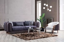 Casa Padrino poltrona di lusso argento / viola / rame 80 x 80 x A. 90 cm - Poltrona soggiorno moderna - Mobili soggiorno di lusso