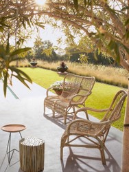 Casa Padrino fauteuil de jardin de luxe naturel 63 x 83 x H. 87 cm - Fauteuil de jardin et terrasse résistante aux intempéries - Meubles de Jardin et Terrasse - Collection de Luxe