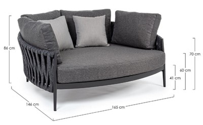 Casa Padrino Luxus Garten Liegesofa mit Kissen Anthrazit 165 x 146 x H. 86 cm - Wetterbeständiges Garten & Terrassen Sofa - Garten & Terrassen Möbel - Luxus Qualität