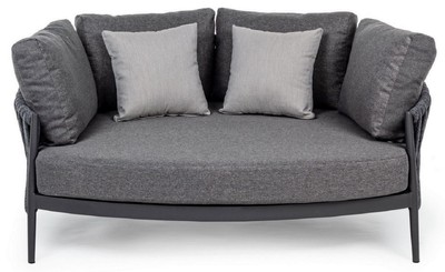 Casa Padrino Luxus Garten Liegesofa mit Kissen Anthrazit 165 x 146 x H. 86 cm - Wetterbeständiges Garten & Terrassen Sofa - Garten & Terrassen Möbel - Luxus Qualität
