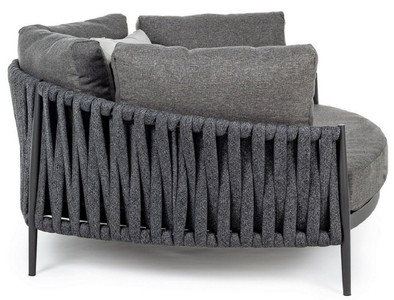 Casa Padrino Luxus Garten Liegesofa mit Kissen Anthrazit 165 x 146 x H. 86 cm - Wetterbeständiges Garten & Terrassen Sofa - Garten & Terrassen Möbel - Luxus Qualität