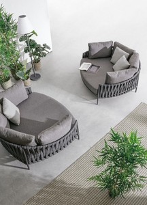 Casa Padrino Luxus Garten Liegesofa mit Kissen Anthrazit 165 x 146 x H. 86 cm - Wetterbeständiges Garten & Terrassen Sofa - Garten & Terrassen Möbel - Luxus Qualität