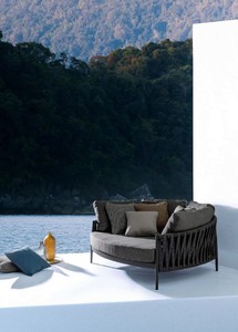 Casa Padrino Luxus Garten Liegesofa mit Kissen Anthrazit 165 x 146 x H. 86 cm - Wetterbeständiges Garten & Terrassen Sofa - Garten & Terrassen Möbel - Luxus Qualität