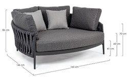 Casa Padrino sofá cama de jardín de lujo con cojines antracita 165 x 146 x A. 86 cm - Sofá de Jardín y Terraza Resistente a la Intemperie - Muebles de Jardín y Terraza - Calidad de Lujo