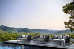 Casa Padrino sofá cama de jardín de lujo con cojines antracita 165 x 146 x A. 86 cm - Sofá de Jardín y Terraza Resistente a la Intemperie - Muebles de Jardín y Terraza - Calidad de Lujo