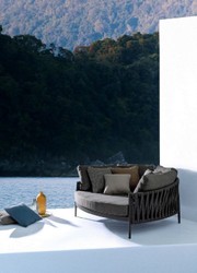 Casa Padrino sofá cama de jardín de lujo con cojines antracita 165 x 146 x A. 86 cm - Sofá de Jardín y Terraza Resistente a la Intemperie - Muebles de Jardín y Terraza - Calidad de Lujo