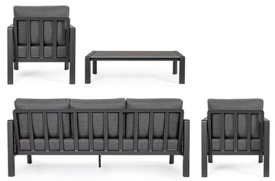 Casa Padrino Luxus Gartenmöbel Set Anthrazit - 1 Gartensofa & 2 Gartensessel & 1 Gartentisch - Moderne Luxus Garten & Terrassen Möbel - Luxus Qualität