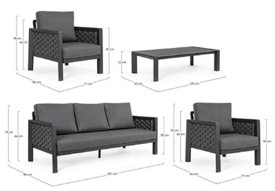 Casa Padrino Luxus Gartenmöbel Set Anthrazit - 1 Gartensofa & 2 Gartensessel & 1 Gartentisch - Moderne Luxus Garten & Terrassen Möbel - Luxus Qualität
